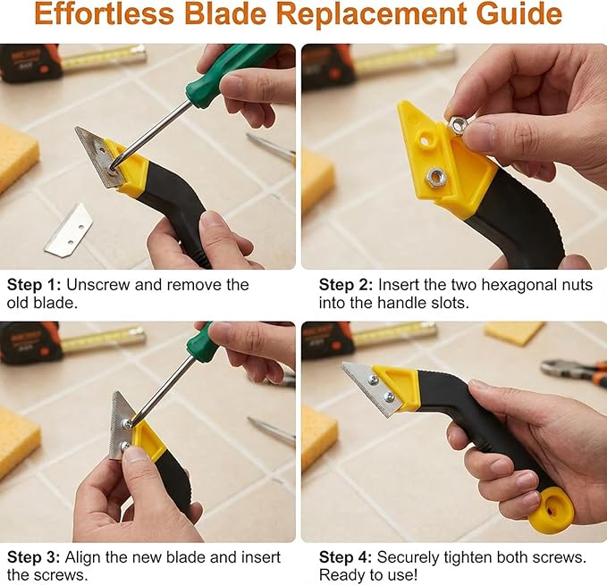 Grout Removal Tool Kit, 2 Saws with 6 Replacement Blades, Hand Grout Saw and 2 Cleaning Blades for Tile Gap Cleaning and Repair