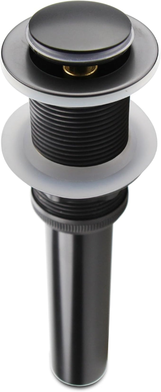 Pop Up Drain Stopper Without Overflow, Bathroom Lavatory Vanity Vessel Sink Drain, Black