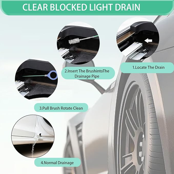Auto Sunroof Drain Cleaning Tool, 120 Inch Long Flexible Tube Cleaning Brush, Extra Long Pipe Cleaners for Car Sunroof, Windshield Wiper Drain Hole, Trunk Drain & Sewer Maintenance