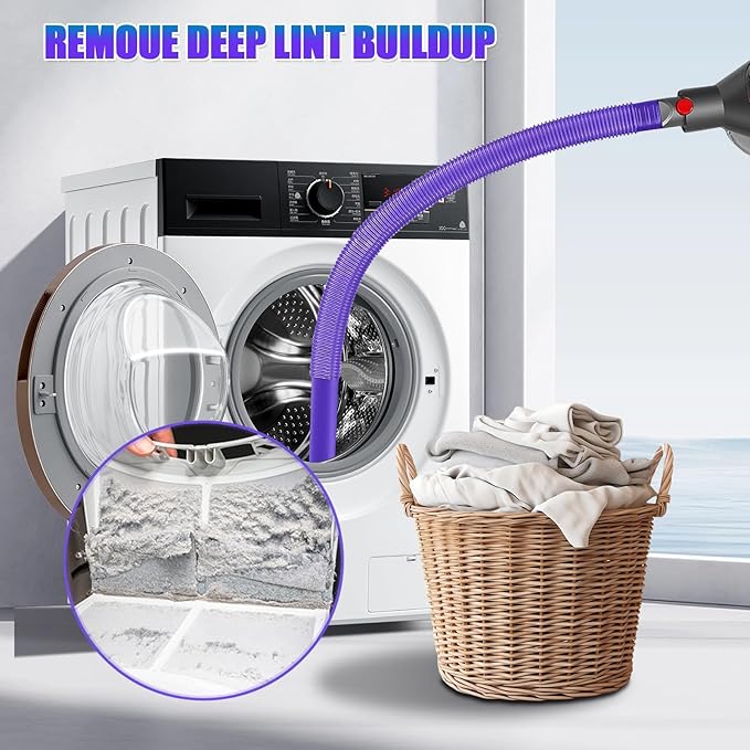 Dryer Vent Cleaning Kit for Dyson V7 V8 V10 V11 V12 V15 Vacuum Cleaner Dryer Lint Vacuum Crevice Tool Removes Deep Lint Gaps or Corner Lint Soft Long Hose