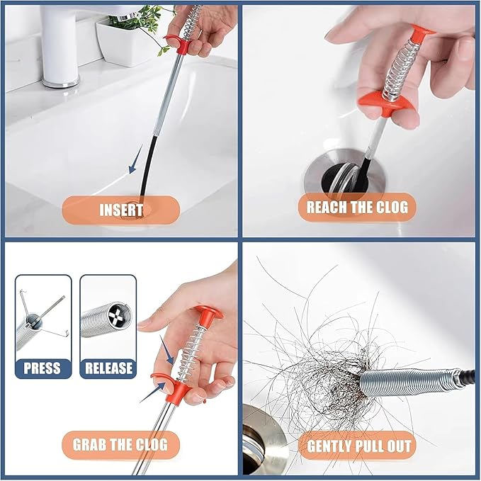 116 Inch Drain Snake, Hair Drain Clog Remover- Flexible Gutter Cleaning Tools for Home Sink, Bathroom Tub,Drain, Toilet, Tight Spaces