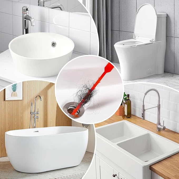 10pcs Drain Cleaner Spiral, 25 in Ergonomic Handle Pipe Cleaning Screws Sticks, Effective for Manual Removal of Hair and Deposits in Bathroom Kitchen For Bath Tub, Toilet, Kitchen Sink, Sewer
