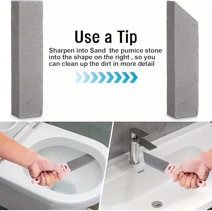12 Pack Pumice Cleaning Stones with 2 Handle, Heavy Duty Toilet Bowl Cleaners, Hard Water Stain & Ring Remover for Bathroom, Pool Tile, Sink, and Kitchen
