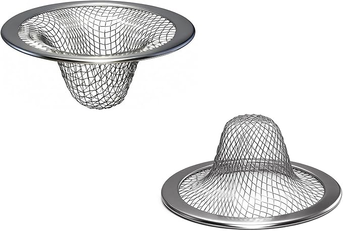 Huntonry 2.215" Top Diameter, 1.0" Basket Small Bathroom Sink Strainer, Little Drain Mesh, Utility, Slop, Laundry, RV and Lavatory Sink Drain Strainer Hair Catcher. Stainless Steel.