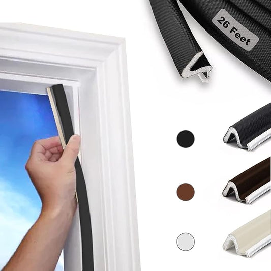 Door Frame Kerf Non-Adhesive Weather Stripping Seal Strip PU Foam, PE Cover, Groove Slot Installation for Large Gap, Sound Heat Insulation, Dust Water Prevention (26ft, Black Flanged)