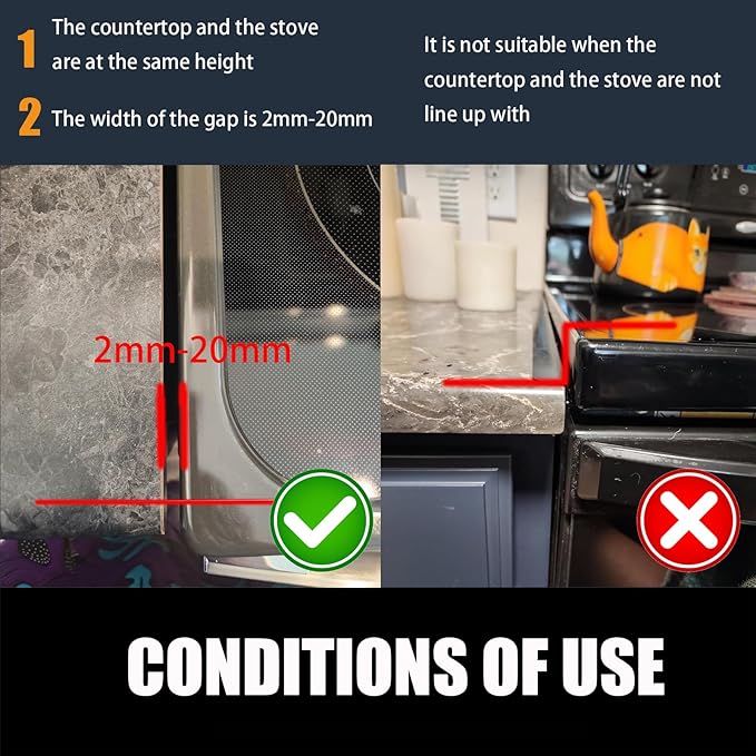 SEVCHY Silicone Stove Gap Covers (2 pack), Oven Gap Filler, Heat Resistant Stove Gap Filler, Seal Gap between Stovetop and Counter, Easy Clean (30 inch, Clear)