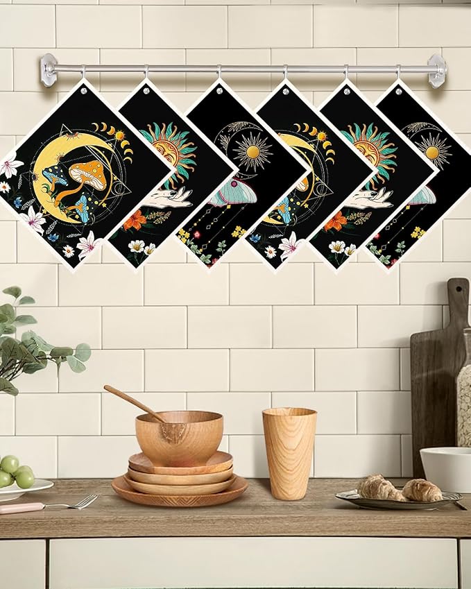 Miss Adola Kitchen Swedish Dishcloths with Hooks - 6 Pack Reusable Dish Cloths for Washing Dishes Fast Drying Cute Fun Swedish Dish Towels Washable Cleaning Sponge, Sun Moon Butterfly