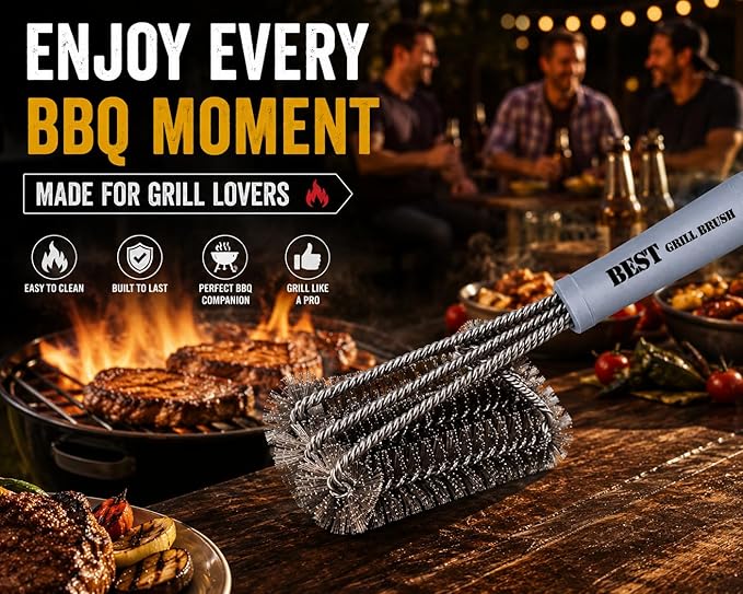 Best BBQ Grill Brush Stainless Steel 18" Barbecue Cleaning Brush w/Wire Bristles & Soft Comfortable Handle - Perfect Cleaner & Scraper for Grill Cooking Grates