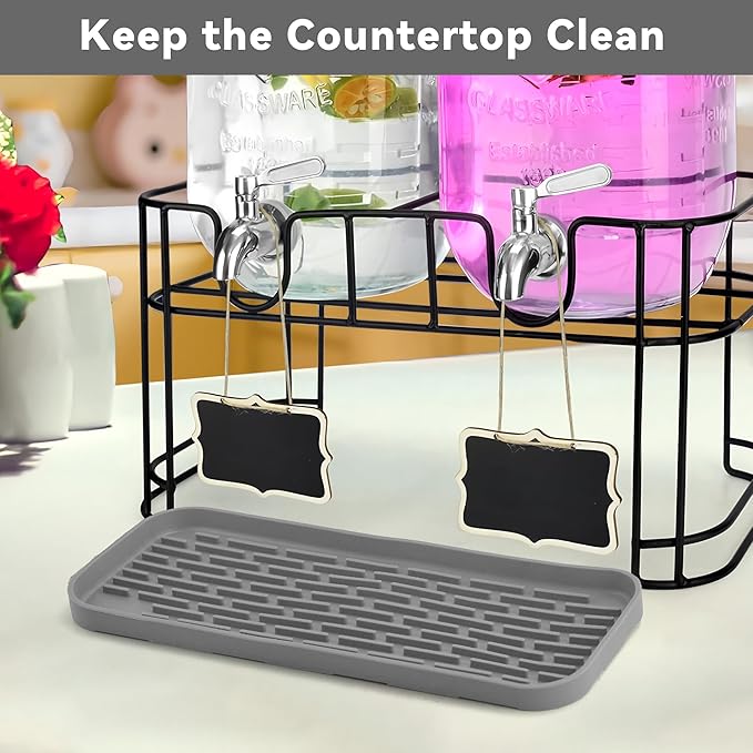 Drip Tray for Drink Dispenser, 1 Pack Gray Reusable Drip Pan for DD&HAPP Glass Drink Dispenser