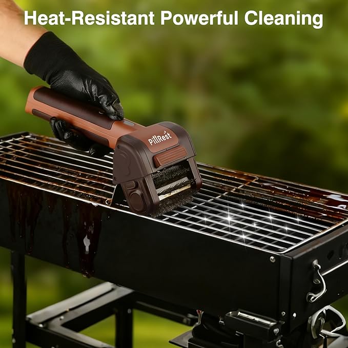 Electric Grill Brush, Cordless Rechargeable Grill Cleaner with LED Light - 950 RPM Spinning 304 Stainless Steel Head, Cool Fathers Day BBQ Accessories Gifts for Husband Dad Boyfriend Son or Brother