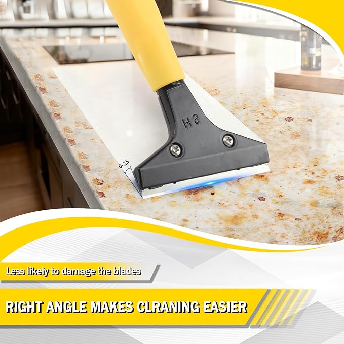 4"Razor Blade Floor Scraper with Long Handle,61in Adjustable Floor Scraper Heavy Duty with 10PCS Extra Metal Blades Paint Scraper for Cleaning Stickers Gum Glass Wall Tile Linoleum Stove Top