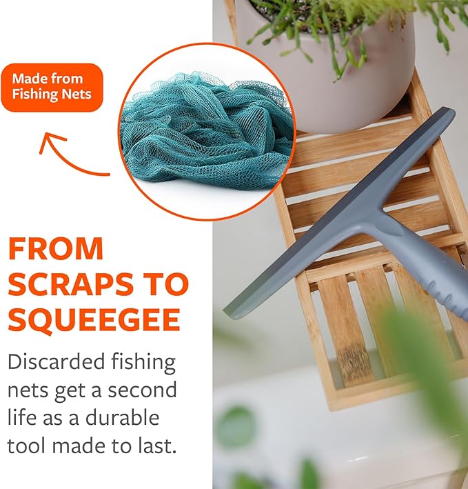 Full Circle Clean Ocean Squeegee – Recycled Plastic Shower & Glass Squeegee for Windows, Tile, and Windshields, Streak-Free Finish