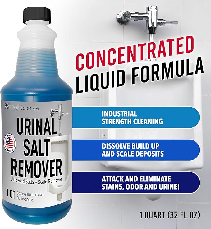 Allied Science Urinal Salt, Calcium and Mineral Scale Remover - Eliminates Urine Odor, Destroys Uric Acid Salt, Deposit Buildup