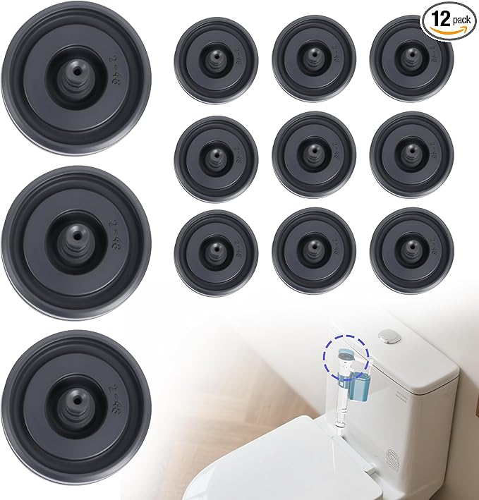 12 Pack Toilet Fill Valve Seal replacement for Kohler 83143 - Compatible with Fluidmaster 200/242/400/747 Models - Durable Rubber Diaphragm Assembly for DIY Leak Prevention & Tank Repair