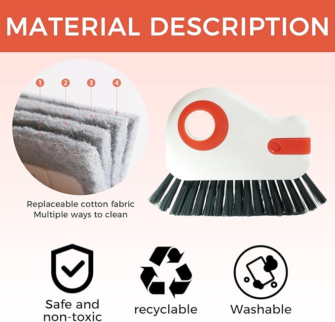 2 Sets Window Track Cleaner Tools, 2-in-1 Groove Cleaning Brush with Scraper & Dustpan, Hard Bristle Crevice Brush for Sliding Door, Window Sill, Shower Seal, Reusable Deep Cleaning Tools