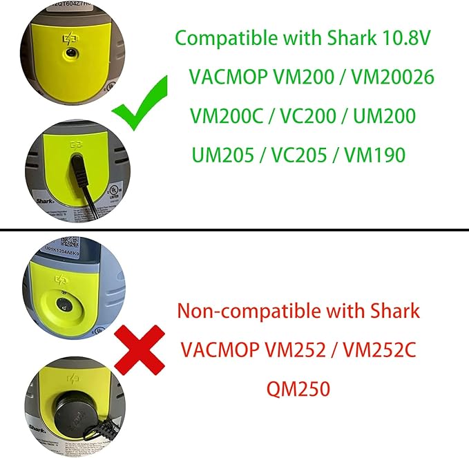 13.3V Charger for 10.8V Battery Vacuum Mop Compatible with Shark VM200(Old) VM200C VM252 VM401 UM200 UM205 VC200 VC205 VM190 10.8V Li-ion Battery Hard Floor Vacuum Mop Adapter Charger