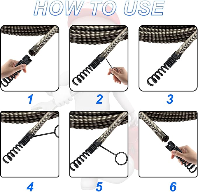 7 Pcs Drain Cleaner Combination Cutter Head Set 16mm Drain Snake Drill Attachmet Drain Snake Attachment for Pipeline Dredging Machine (Black)
