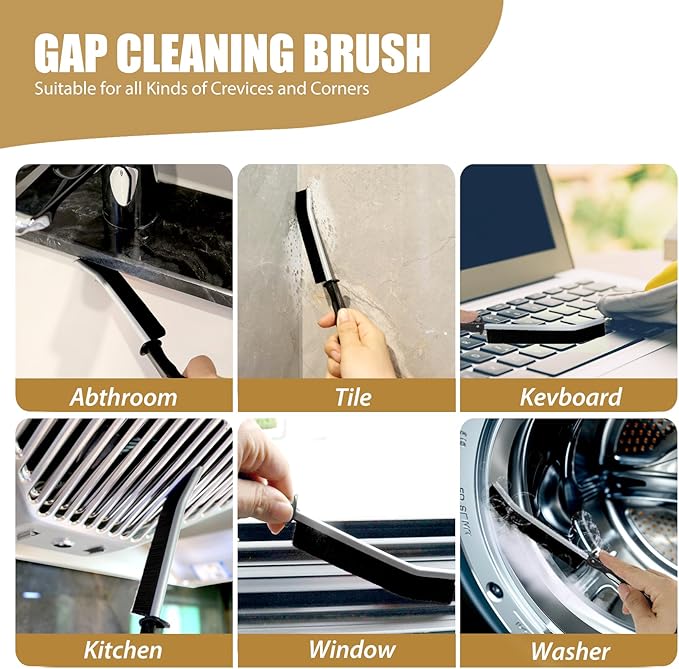 Household Gap Cleaning Brush Set, Grout Cleaner Brush, Hard Bristle Crevice Cleaning Tool, Deep Cleaning of Kitchens and Bathrooms' inaccessible Corners and Recesses （15Pcs）