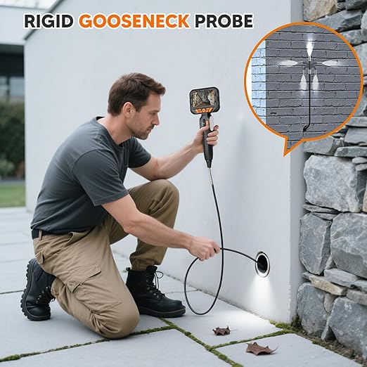 210° Two-Way Inspection Sewer Camera with Light, 4.3" IPS Articulating Endoscope, Industrial Borescope Drain Camera for Inspection Automotive Wall Pipe 5.3FT Cable