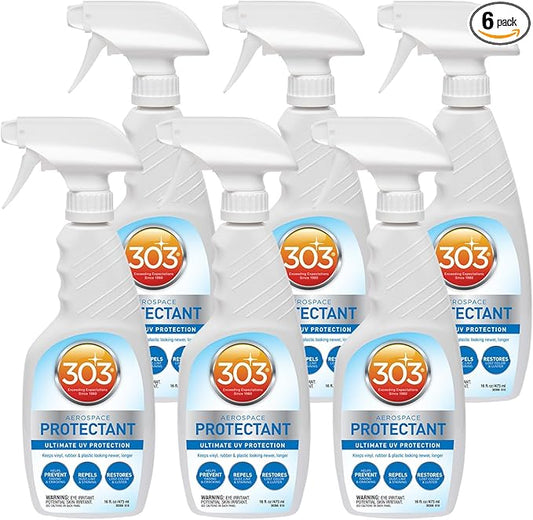 303 Products Aerospace Protectant Spray, UV Protection for Outdoor Surfaces – Protects Vinyl, Plastic & Rubber, Repels Dust & Dirt, Matte Finish, 16 oz (6-Pack)