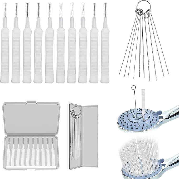 20PCS Shower Head Cleaning Brush,Tiny Brushes for Cleaning Shower Head,Gap Hole Anti-Clogging Cleaning Brush,Descaler Needles,Rust-Proof Showerhead Cleaner Set for Home and Kitchen (20 Pcs)