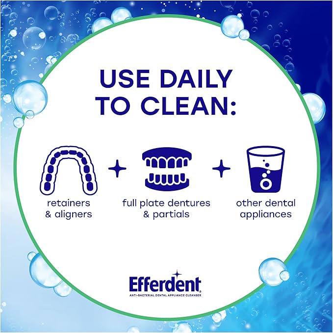 Efferdent Denture Cleaner Tablets – Dental Appliances, Aligners, Mouth Guard, and Retainer Cleaner Tablets, Minty Fresh & Clean, 44 Count