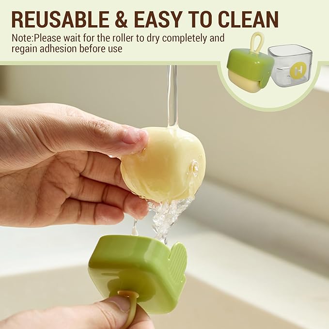 Mini Lint Roller,Washable Sticky Roller Reusable Lint Remover Portable Pet Hair Remover for Clothes,Travel Household (Beige+Beige)