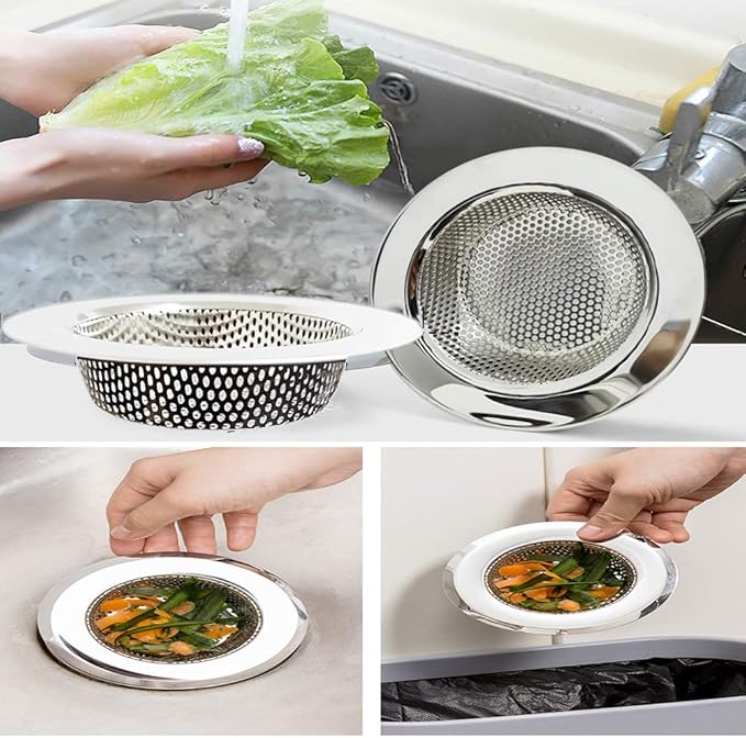 2PCS Kitchen Sink Strainers, Sink Drain Filter, Sink Basket Strainer, 4.5 Inch Stainless Steel Sink Drain Strainer, Food Scraps Catcher for Kitchen