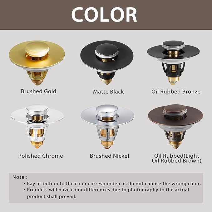 Fransiton 2 Pack Bathroom Sink Stopper, 1.1-1.77 Inch Basin Pop Up Sink Drain Stopper, Anti Clogging Drain Plug with Detachable Hair Catcher, Dark Bronze