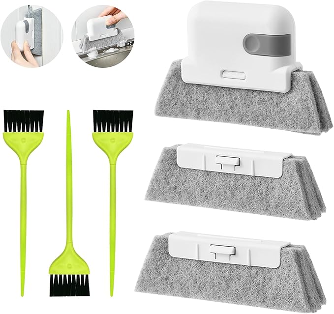 6Pcs Magic Groove Gap Cleaning Brushes Kit, Door Window Track Crevice Cleaning Brush, Window Cleaning Brush for Sink, Kitchen, Bathroom, Car Vents, Keyboard, Household Cleaning Tools Set