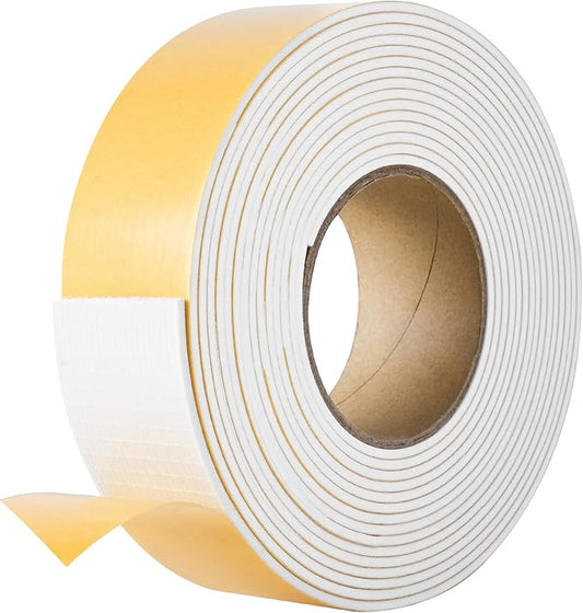 Kikerike Self Adhesive Foam Tape Weatherstrip 2in x 1/8in x 20Ft High Density Foam Insulation Strips Seal Weather Stripping with Strong Adhesive for Door and Window Sound Isolation Soundproofing