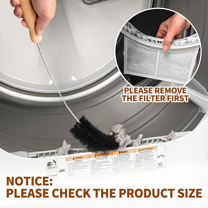 2Pack Flexible Dryer Vent Cleaning Brush - 304 Stainless Steel Lint Remover Refrigerator Coil Cleaning Brush Clothes Trap Duct Remover Home Essential Cleaning Tool Dryer Lint Brush