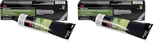 3M Black Super Weatherstrip and Gasket Adhesive, 08008, 5 fl oz, 1 Per Pack (Pack of 2)