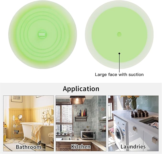 tifanso Silicone Tub Stopper Recyclable Bathtub Drain Stopper Upgraded Drain Plug Cover for Bathrooms and Laundries Kitchen Universal Use 6 inches (Jelly Green)