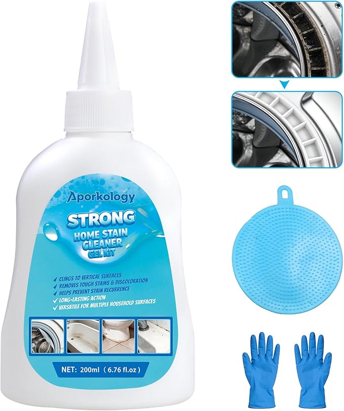 Mold Stain Remover Gel Home Stain Cleaner Gel, Heavy Duty Bathtub Stain Remover for Washing Machine, Toilet, Bathroom Grout, Bathtub, Kitchen Sinks, Tile, Door & Window Tracks（200ml）