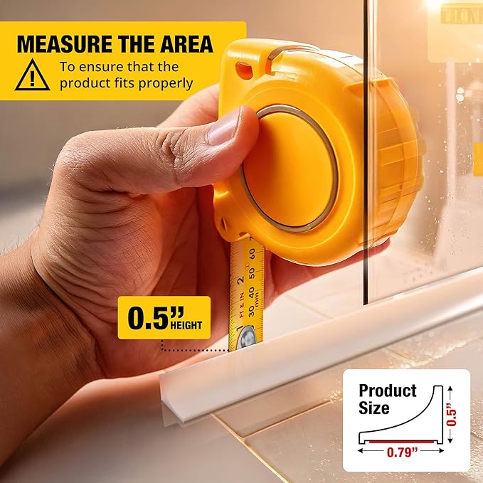 Shower Threshold Water Dam Barrier 39" - White Collapsible Walk in Shower Water Guard - Door Bottom Seal Strip Leak Guard by Hippo Dam