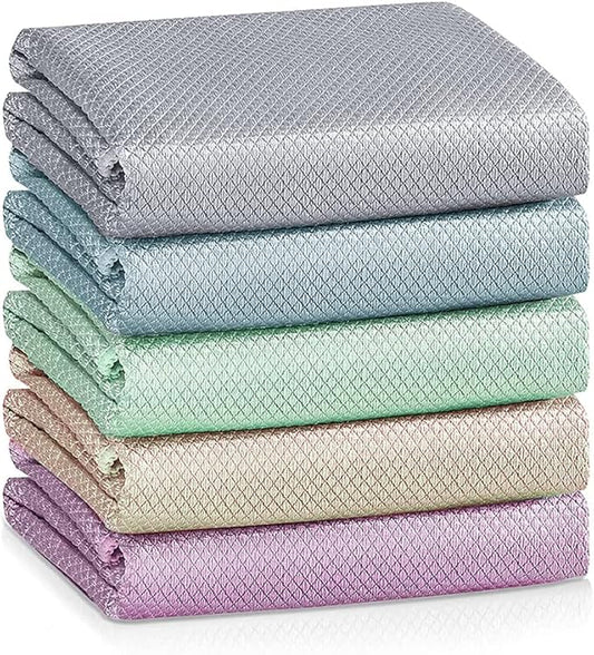 5pack Nanoscale Cleaning Cloth, Easy Clean Cloth, Microfiber Cleaning Cloth, Nanoscale Streak-Free Cleaning Cloths Reusable Lint Free Cloth for House Washable, Glasses, Dishes