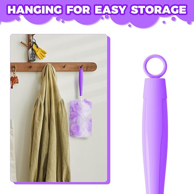 10PCS Duster Refills Folding Handles Set Compatible with Swiffer Dusters,Disposable Static Dust Removal Brush Handle for Dusting Electronics,Furniture,Blinds,Ceiling Fans (10, Purple)
