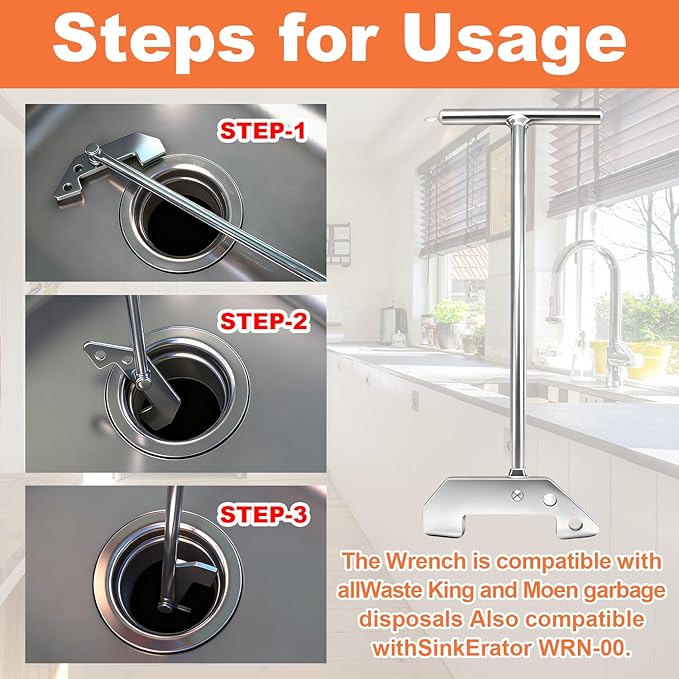 Garbage Disposer Unjamming Wrench/WRN-00 Garbage Disposal Wrench Tool,Garbage Disposal Wrench for Dislodge Jams or Clutter From Above The Sink,3PCS