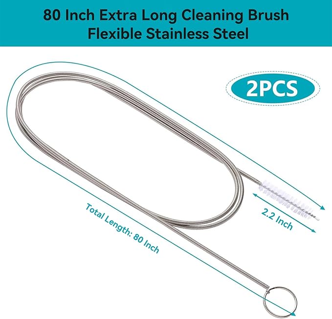 2 Pack 80 Inch Flexible Drain Brush, Sunroof Drain Cleaning Tool for Ice Maker, Refrigerator & AC Drain Line