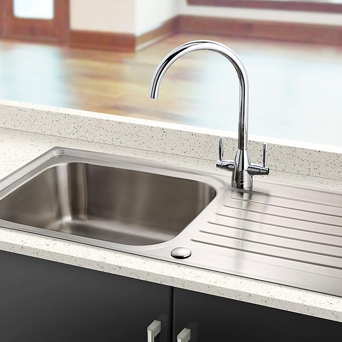 2 Pcs Kitchen Faucet Hole Cover Stainless Steel, Premium Sink Tap Hole Cover, Brushed Stainless Steel