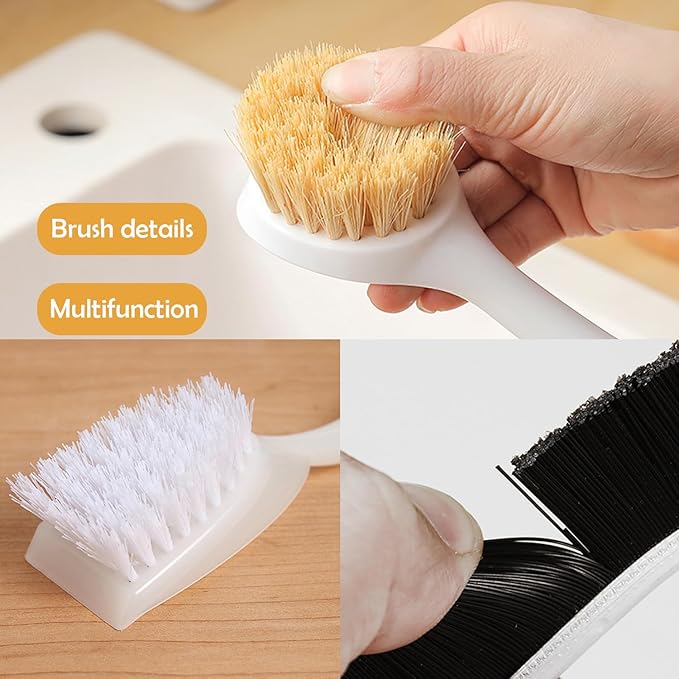 Kitchen Brush Set for Cleaning Dish, Pot, Pan, Sink and Stove, 4 Pcs 3 Kind of Different Scrubber Include 2 Pcs Crevice Brush, Great Cleaning Tools for Cook