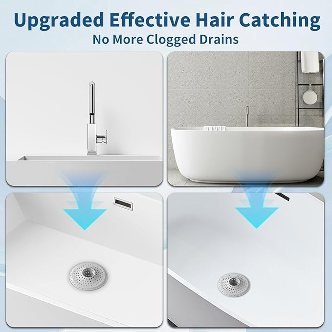 Bathtub Drain Hair Catcher,Tub Shower Drain Hair Trap/Strainer,3PCS Silicone Collapsible Tub Hair Catcher Drain Protector Designed for 1.47" to 1.75'' Regular Drains(Patent Pending)