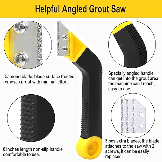 14pcs Grout Removal Tool, Caulking Removal Tools Tile Grout Saw and Grout Hand Saw with 3 Pieces Extra Blades, Tile Joint Cleaning Tool, Caulking Edge Kit, Tile Caulk Finishing Tool