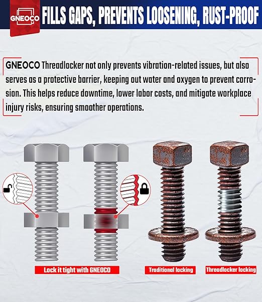 ThreadLocker Red, Thread Lock High Strength Lock Tight for Nuts, Bolts, Fasteners and Metals, Anaerobic Curing Metal Glue to Prevent Loosening and Corrosion (H271-50ml)