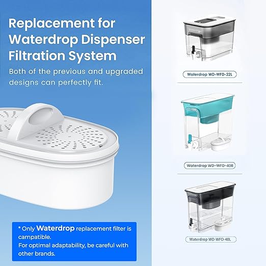 [Original] Waterdrop PF-01A Water Filter Replacement for Waterdrop Pitcher and Dispenser Filtration System, NSF Certified, Reduces Lead, PFAS, PFOA/PFOS, Last Up to 200 Gallons, 6 Pack