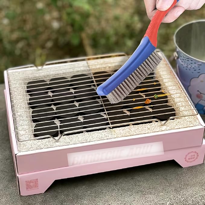 Ouliget Outdoor Grill Cleaning Wire Brush,BBQ Cleaner Accessories Stainless Steel Brush,Small Scratch Brush for Rust Removal, Paint Scrubbing, Cleaning Kitchen Supplies,2 Pieces
