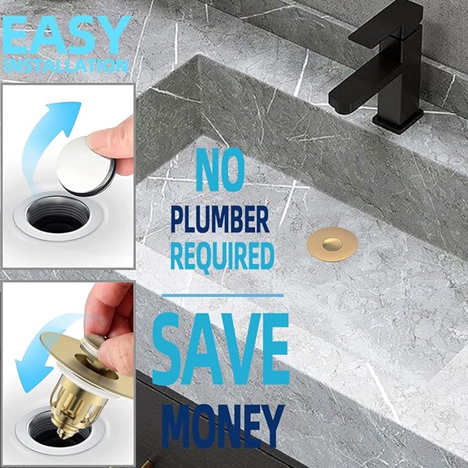 Universal Bathroom Sink Stopper, Pop Up Sink Stopper with Basket Hair Catcher, Anti Clogging Sink Drain Filter for 1.06"-1.65" Drain Holes