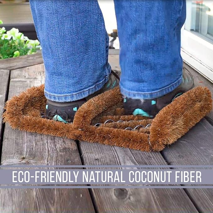 NINAMAR Natural Coir Boot Scraper Door Mat - 13 x 12 inch - 6 Pack