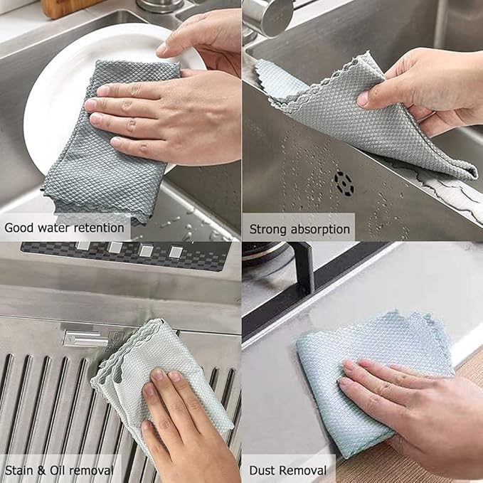 10Pack Nanoscale Cleaning Cloth, Easy Clean Cloth, Microfiber Cleaning Cloth, 11.8 x 11.8 Nanoscale Streak-Free Cleaning Cloths Reusable Lint Free Cloth for Auto , Glasses, Dishes